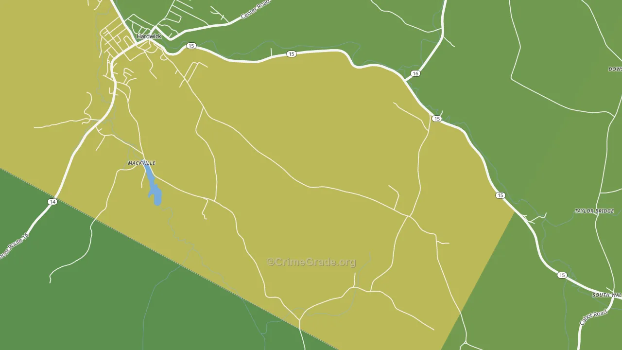 Mackville, VT Map of Burglary Rates