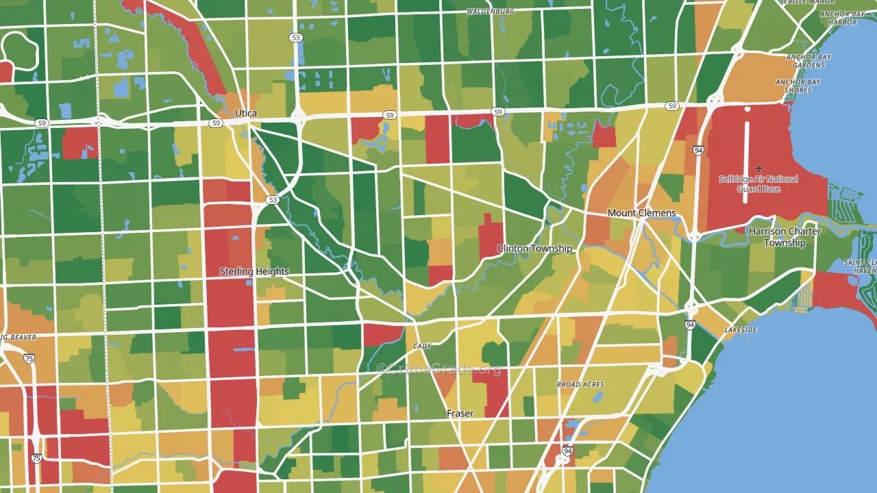 Macomb County, MI Map of Burglary Rates