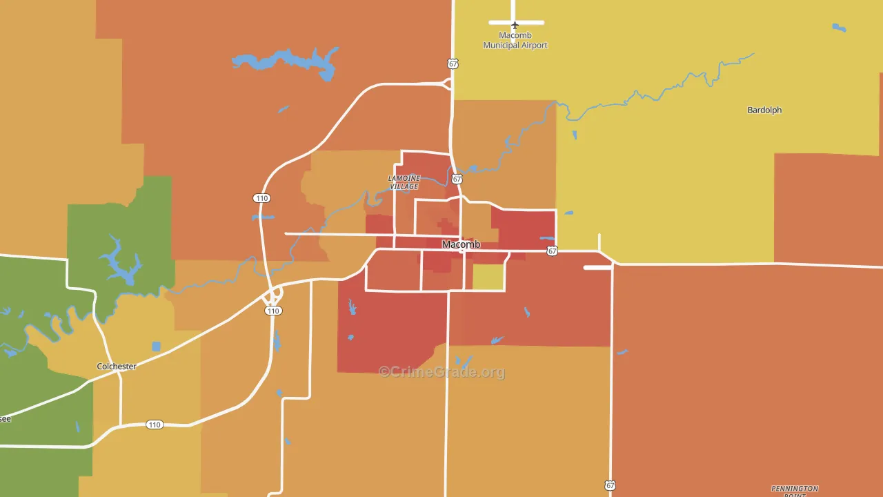 Macomb, IL Map of Burglary Rates