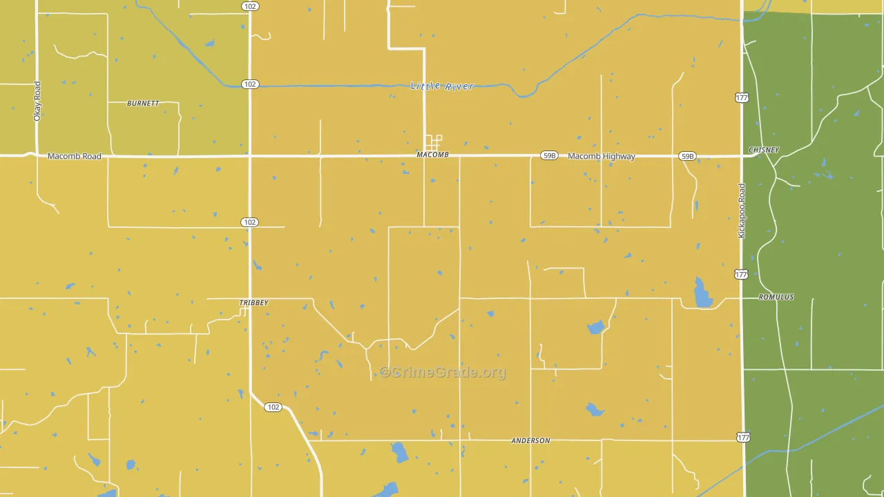 Macomb, OK Map of Burglary Rates