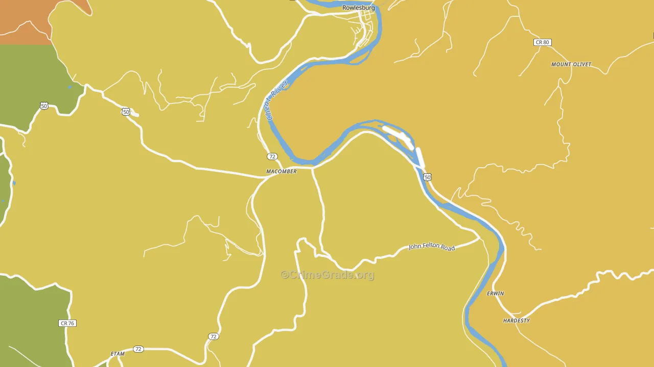 Macomber, WV Map of Burglary Rates