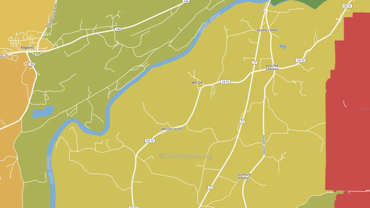 Macon, AL Map of Burglary Rates
