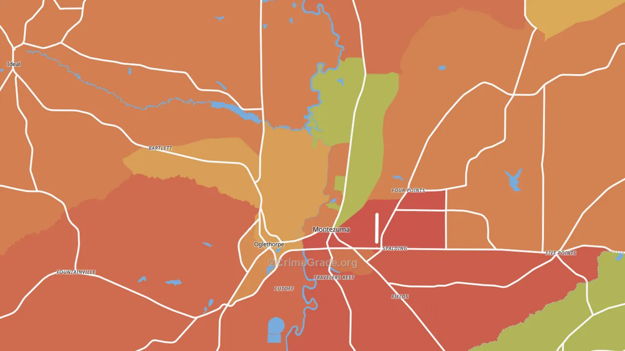 Macon County, GA Map of Burglary Rates