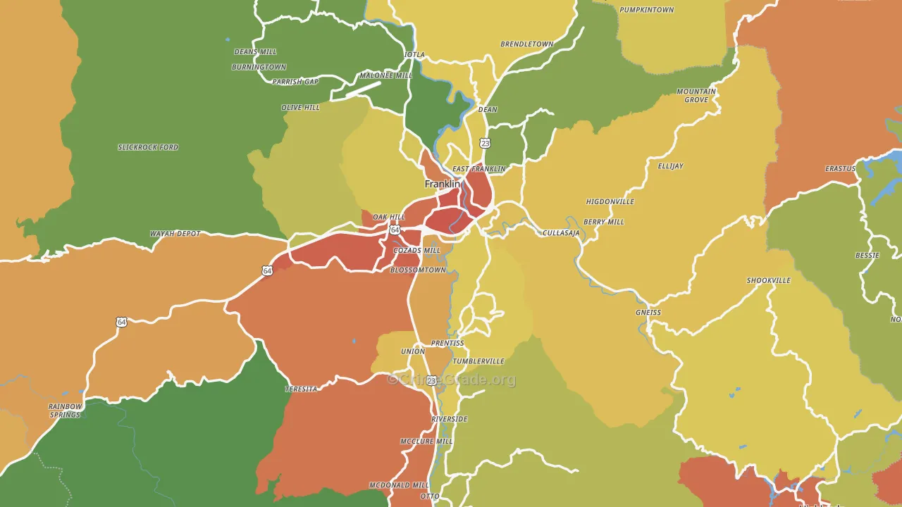 Macon County, NC Map of Burglary Rates