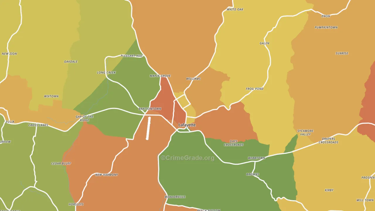 Macon County, TN Map of Burglary Rates