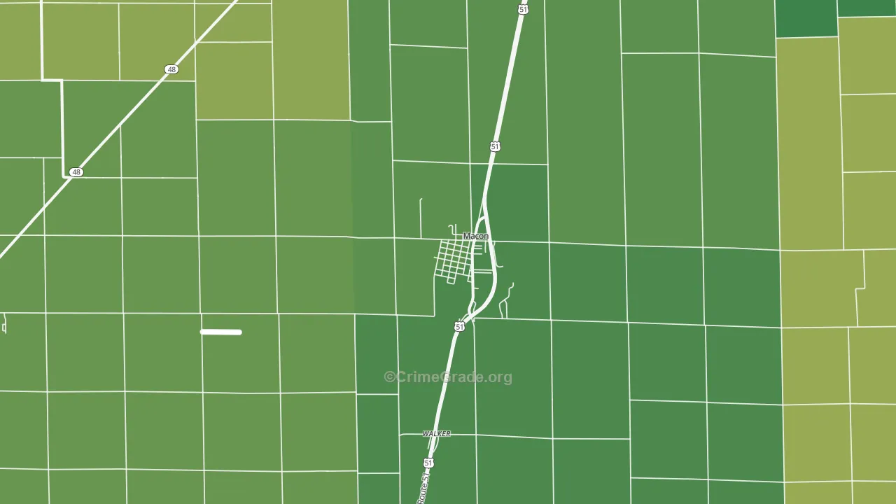 Macon, IL Map of Burglary Rates