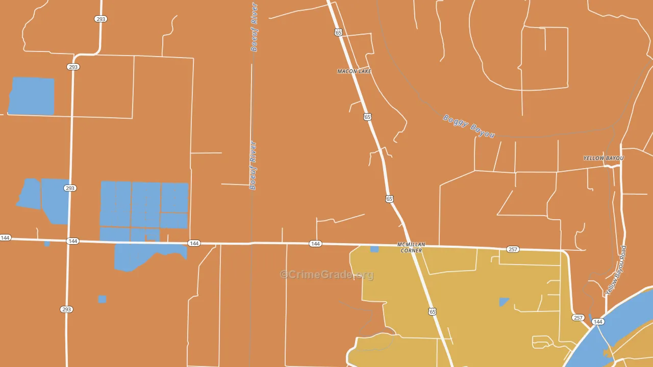 Macon Lake, AR Map of Burglary Rates