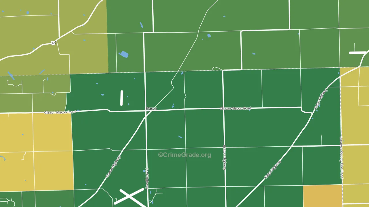 Macon, MI Map of Burglary Rates