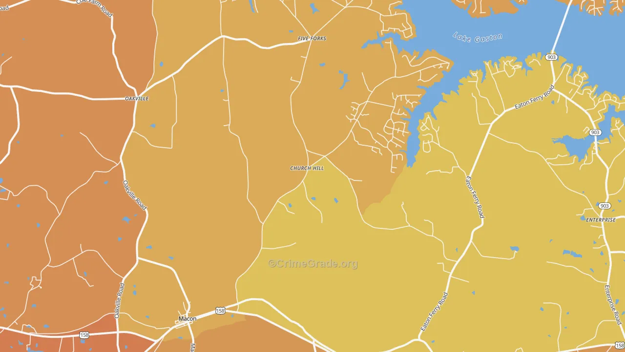 Macon, NC Map of Burglary Rates