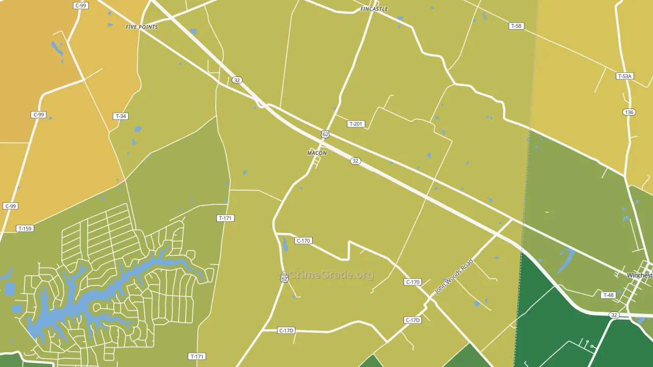 Macon, OH Map of Burglary Rates