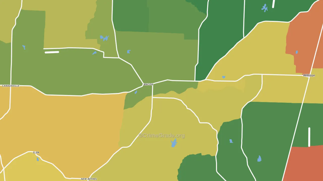 Macon, TN Map of Burglary Rates
