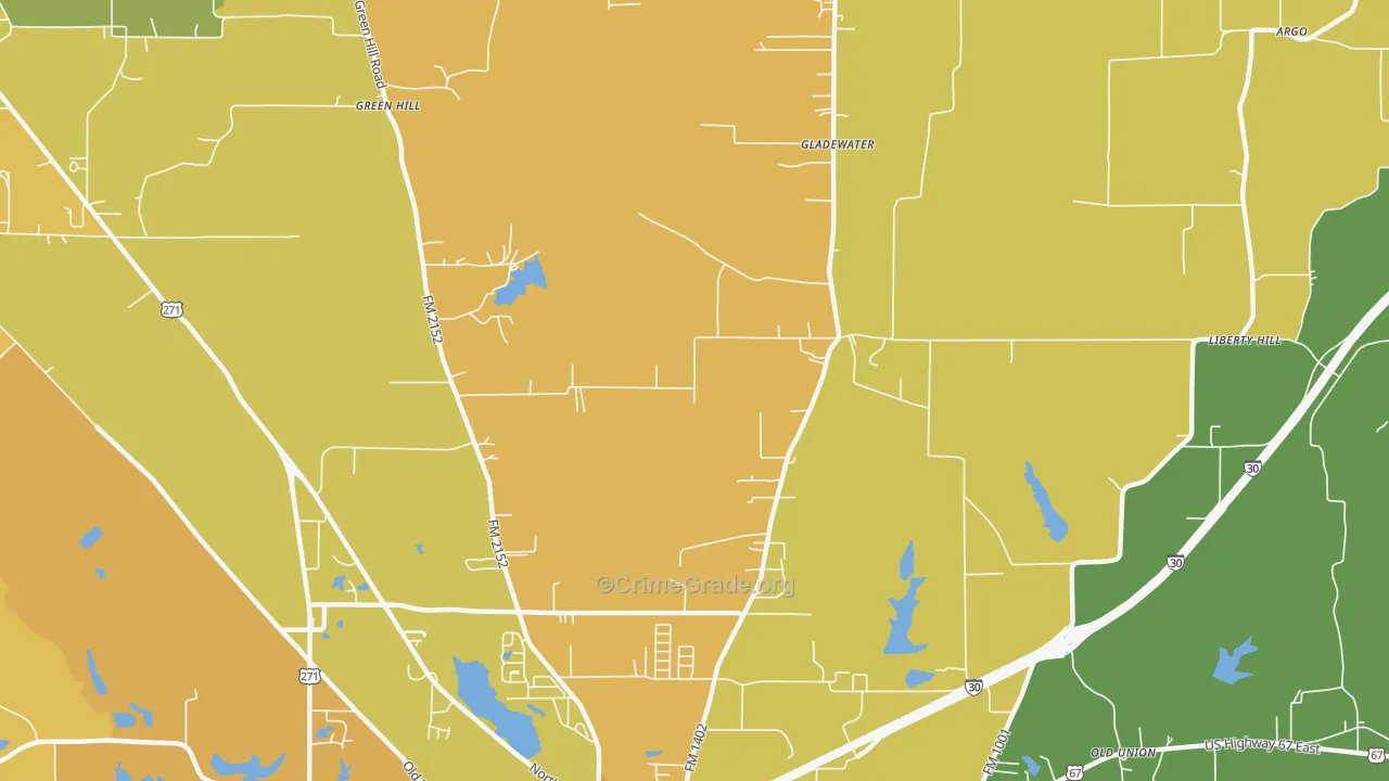 Macon, TX Map of Burglary Rates