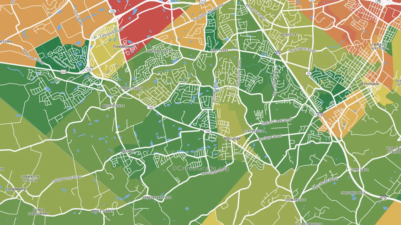 Macungie, PA Map of Burglary Rates