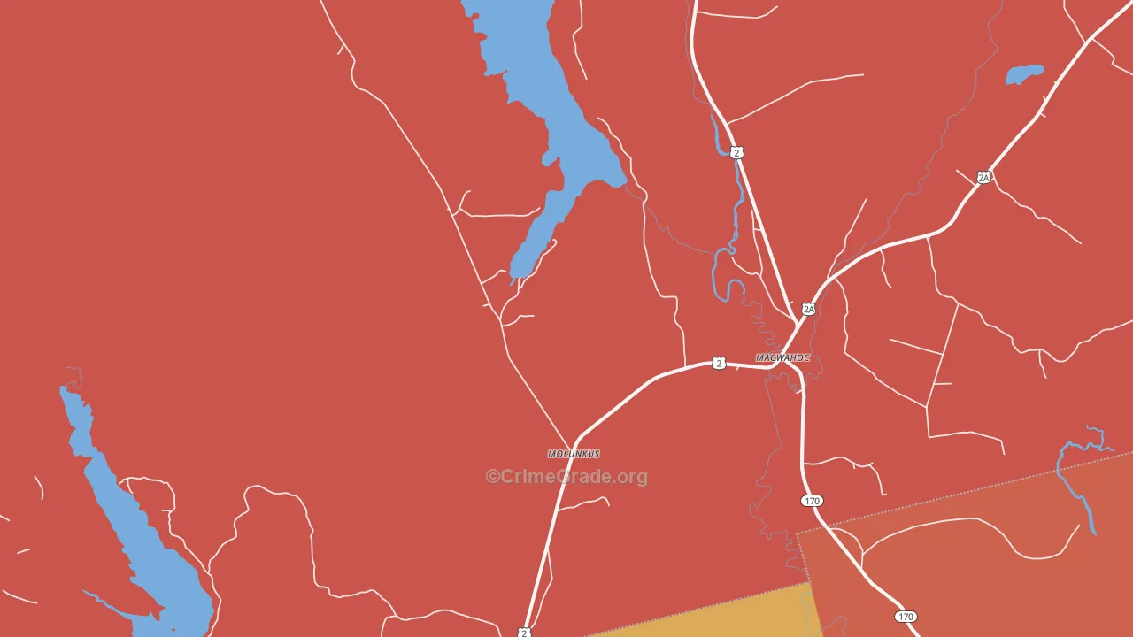 Macwahoc, ME Map of Burglary Rates