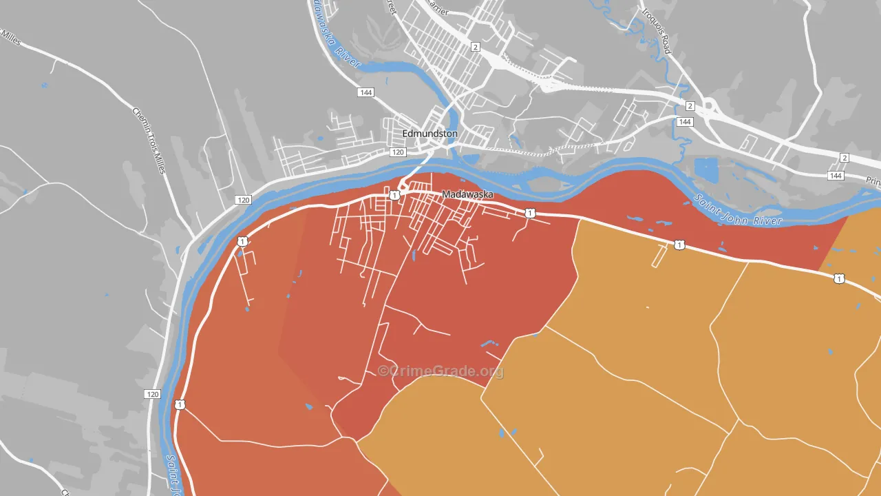 Madawaska, ME Map of Burglary Rates