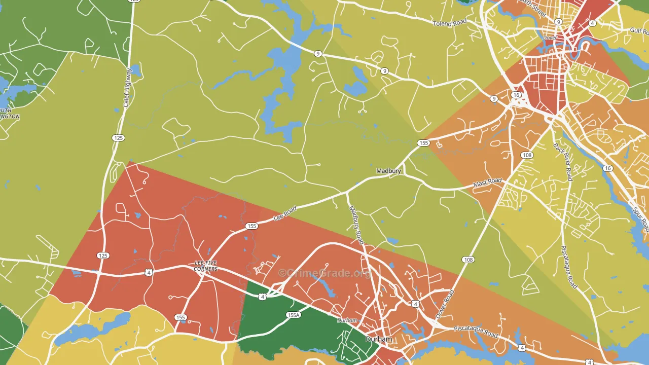 Madbury, NH Map of Burglary Rates