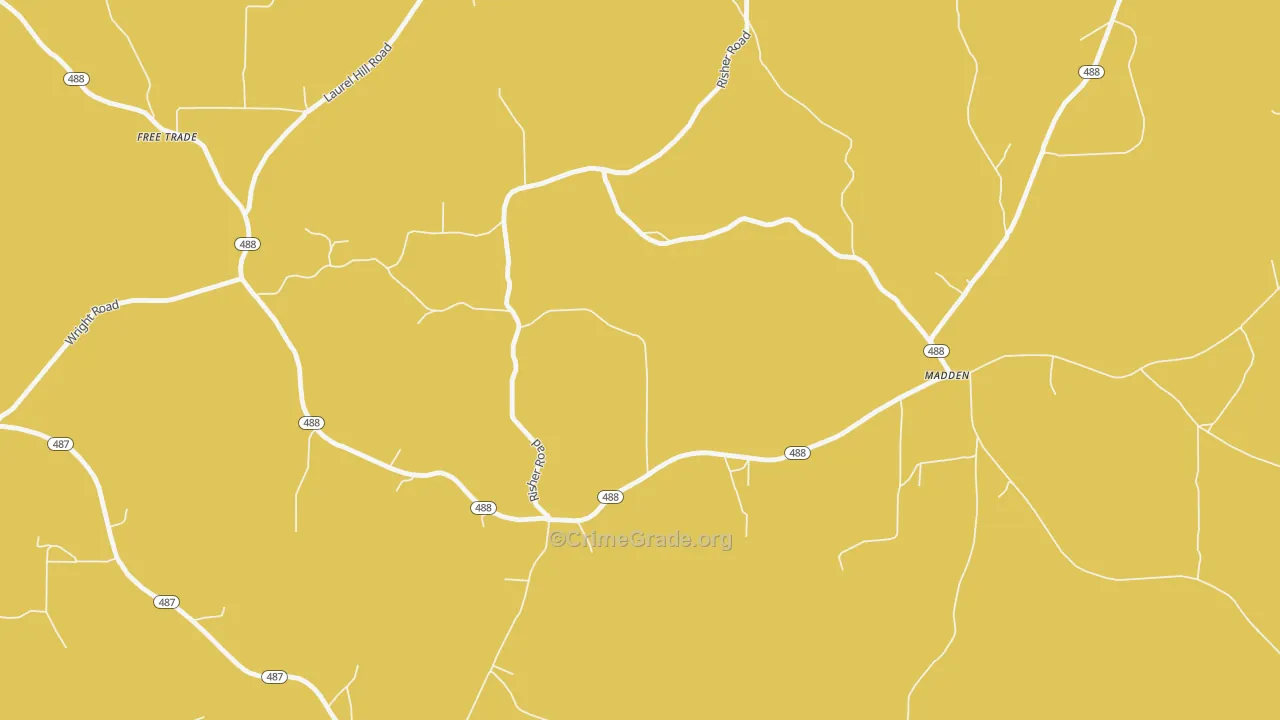 Madden, MS Map of Burglary Rates