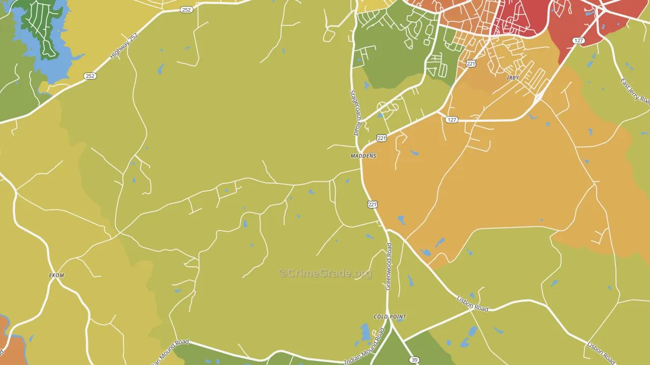 Maddens, SC Map of Burglary Rates