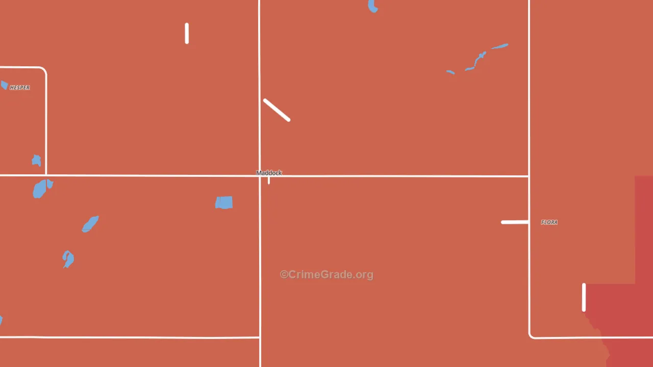 Maddock, ND Map of Burglary Rates