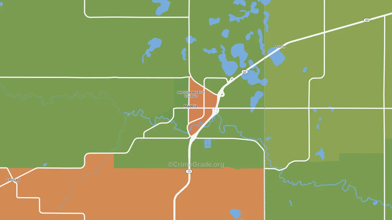 Madelia, MN Map of Burglary Rates