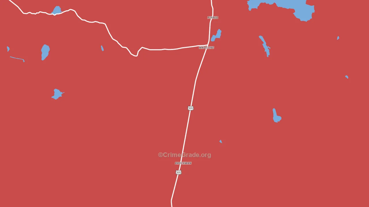 Madeline, CA Map of Burglary Rates