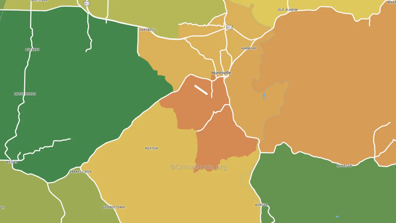 Madison County, AR Map of Burglary Rates