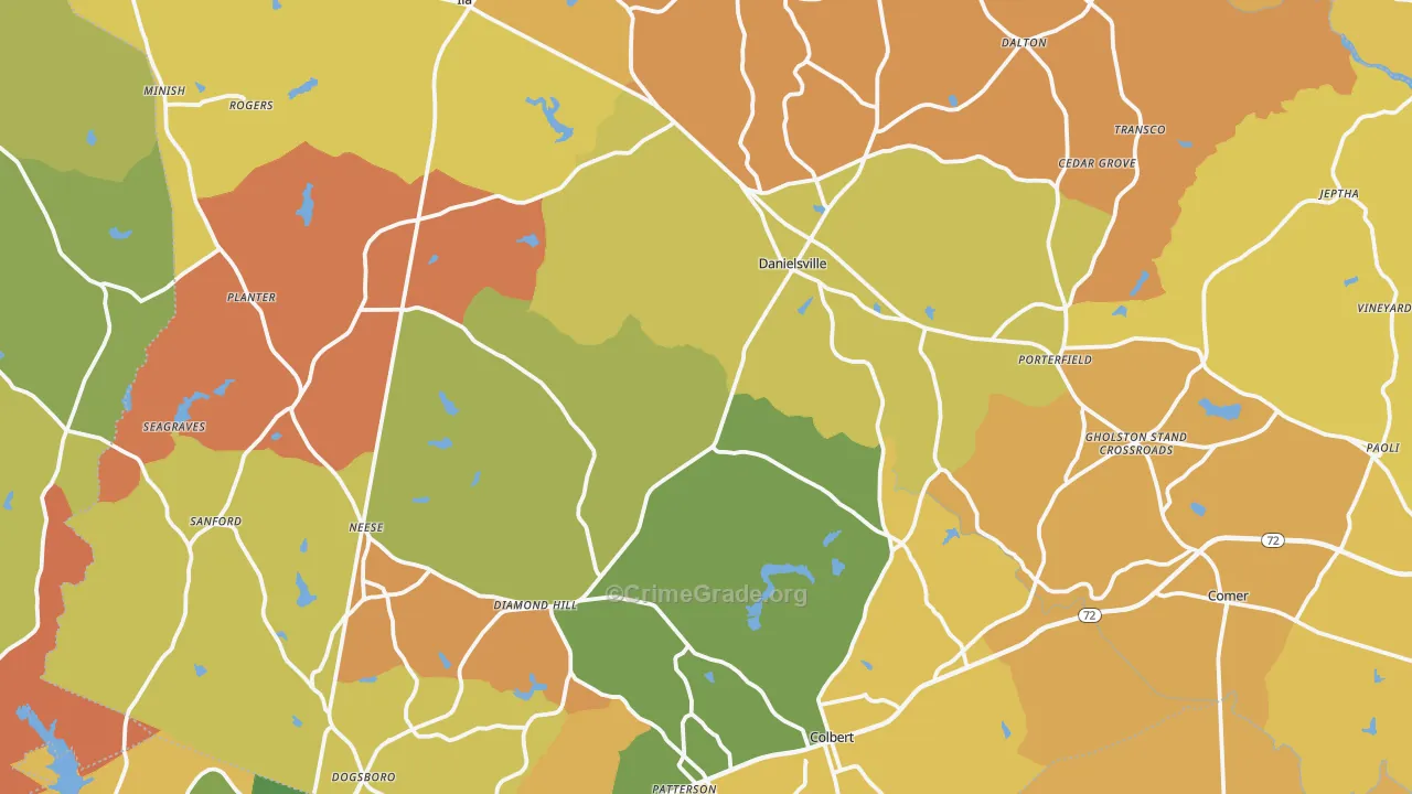 Madison County, GA Map of Burglary Rates