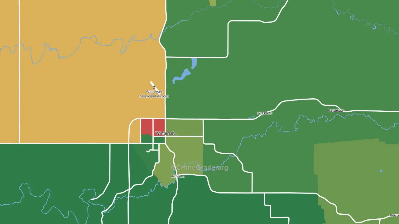 Madison County, IA Map of Burglary Rates