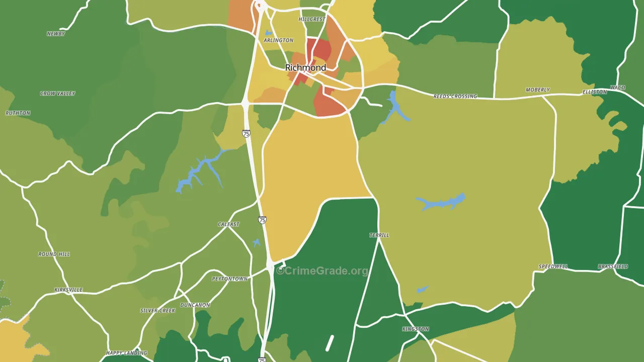 Madison County, KY Map of Burglary Rates