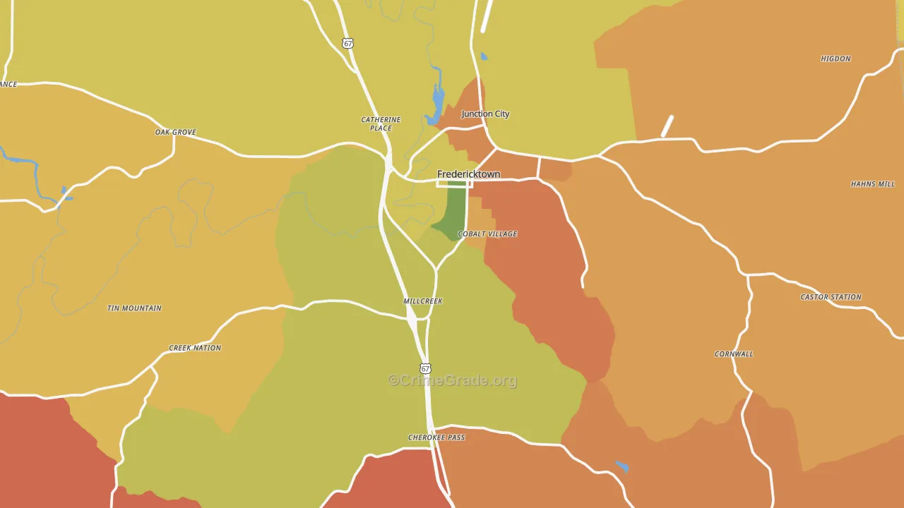 Madison County, MO Map of Burglary Rates
