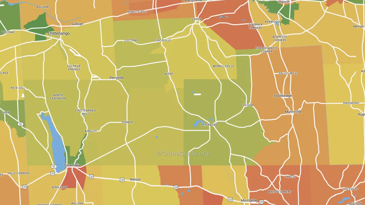 Madison County, NY Map of Burglary Rates