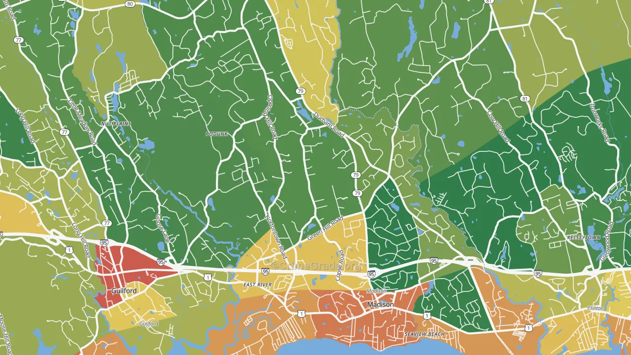Madison, CT Map of Burglary Rates