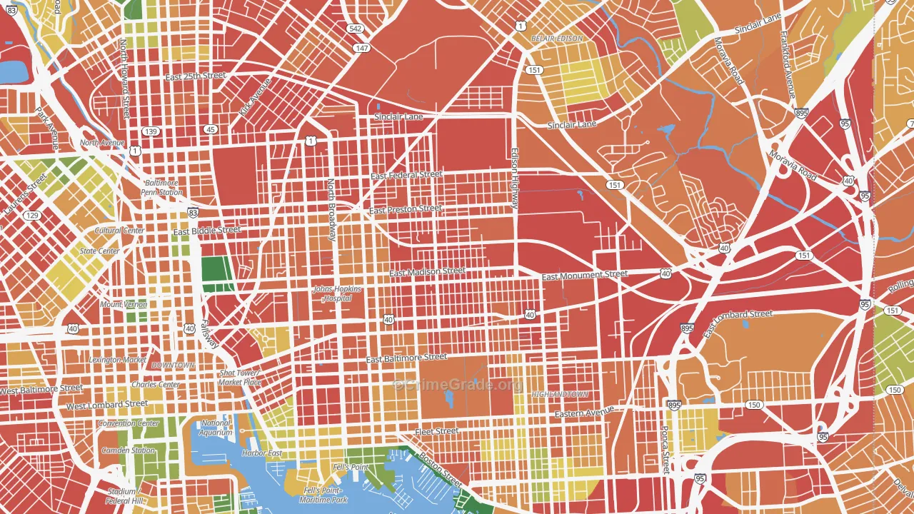 Madison-Eastend, Baltimore, MD Map of Burglary Rates