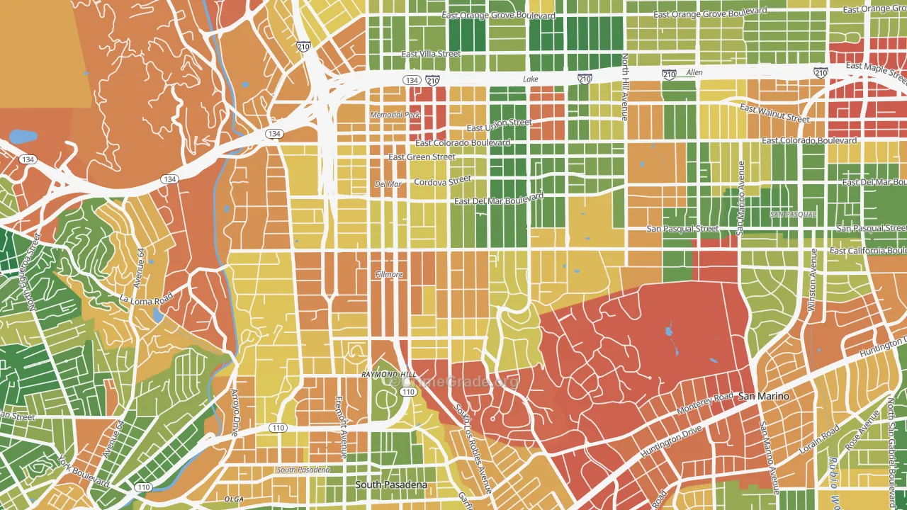 Madison Heights, Pasadena, CA Map of Burglary Rates