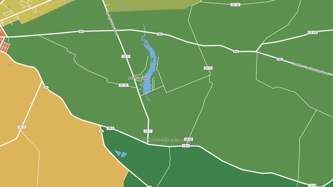 Madison Lake, OH Map of Burglary Rates