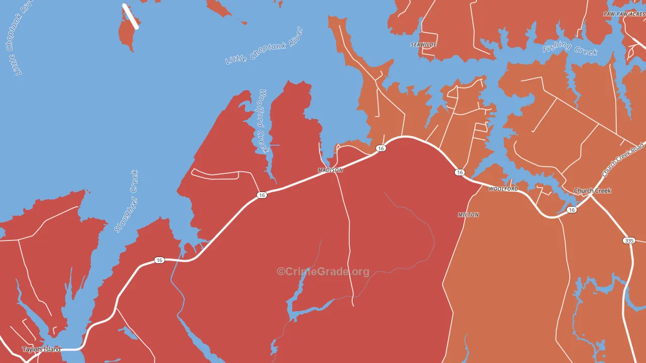 Madison, MD Map of Burglary Rates