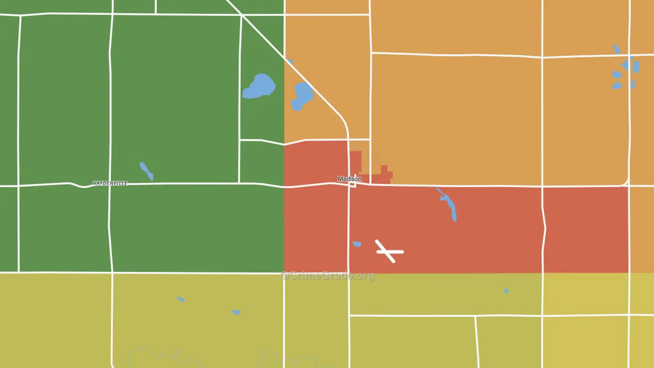 Madison, MN Map of Burglary Rates