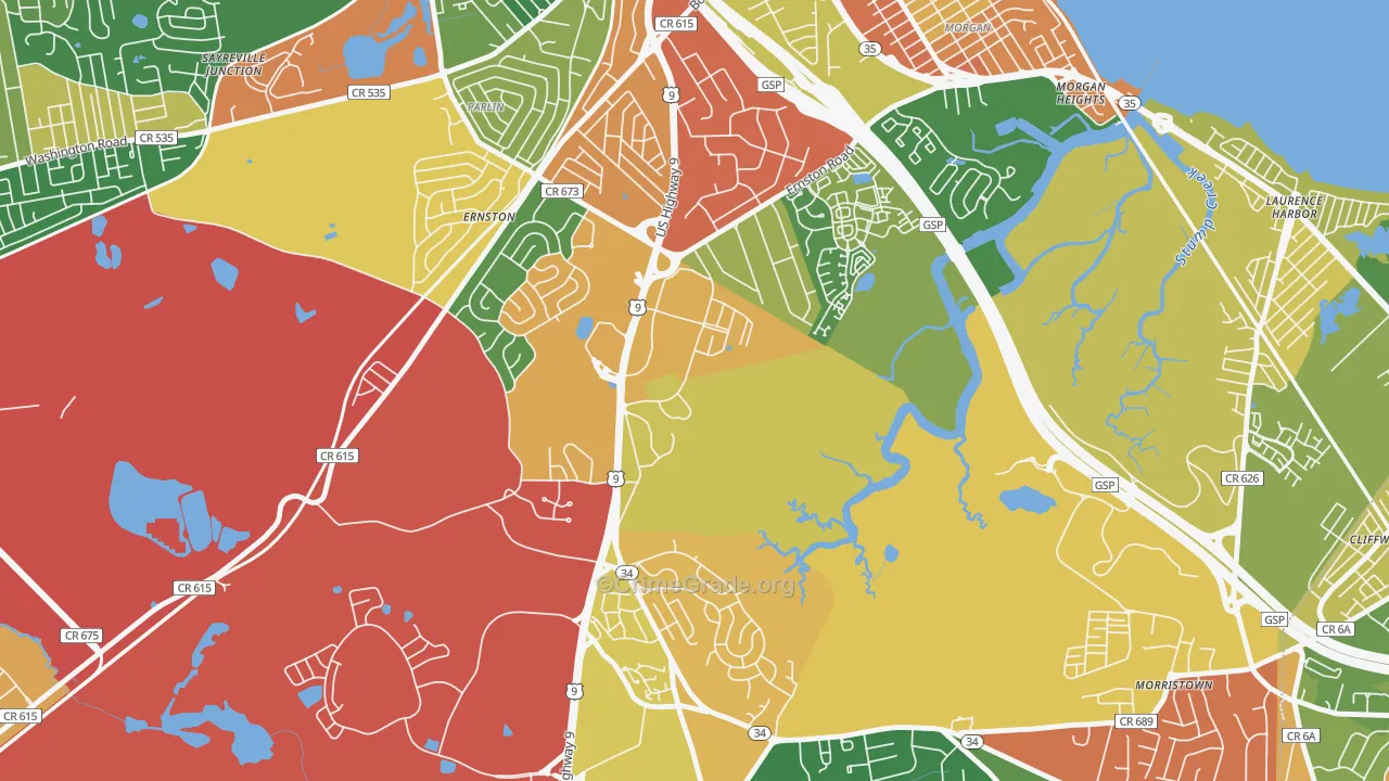 Madison Park, NJ Map of Burglary Rates