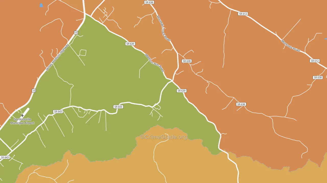 Madison Run, VA Map of Burglary Rates