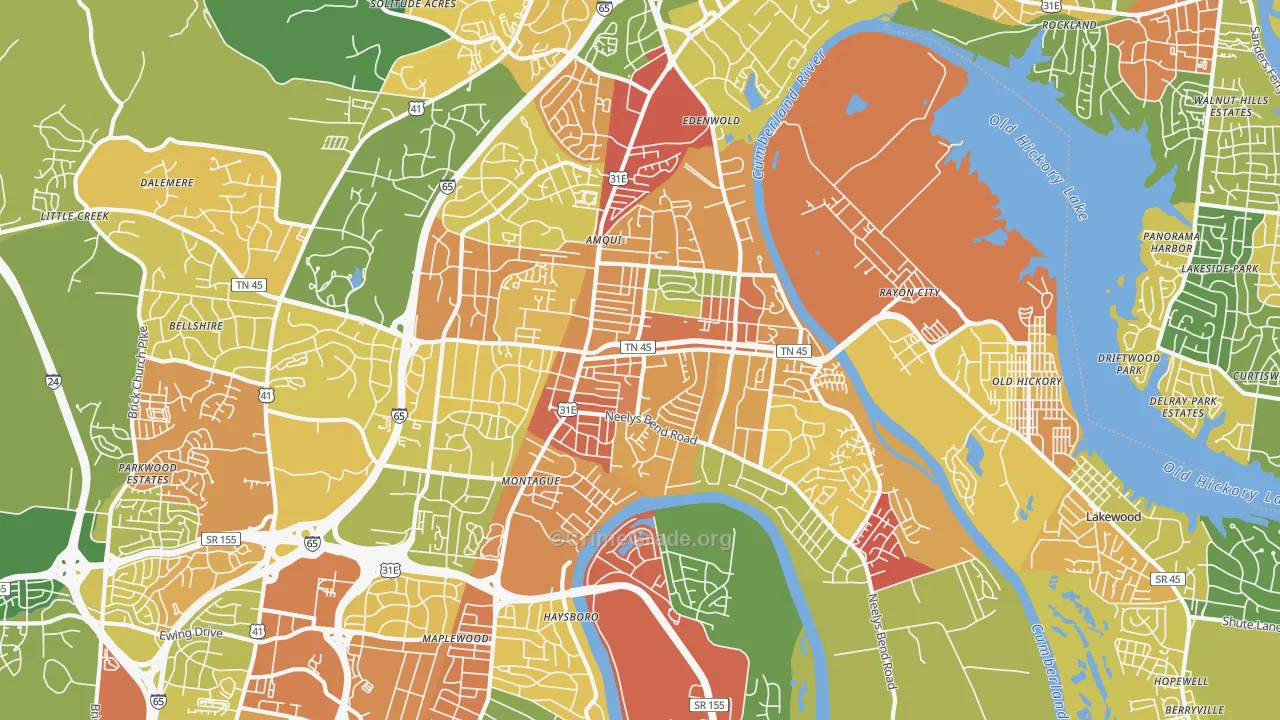 Madison, TN Map of Burglary Rates