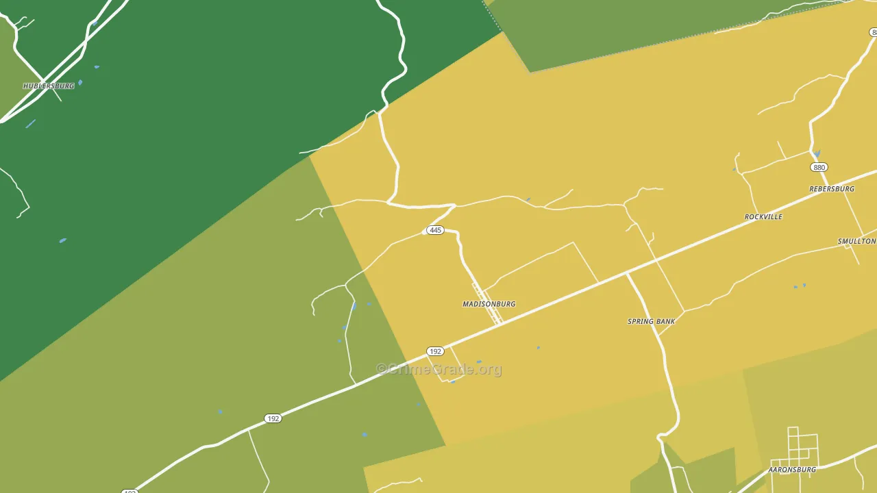 Madisonburg, PA Map of Burglary Rates