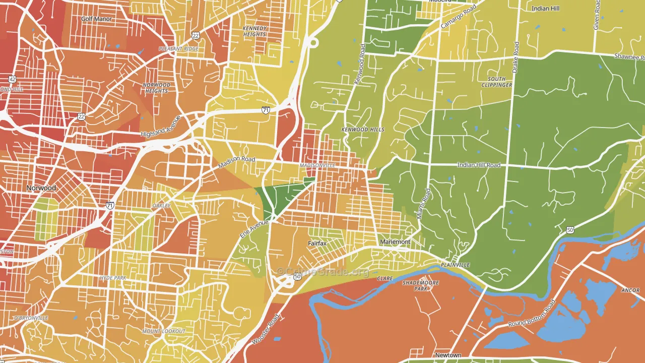 Madisonville, Cincinnati, OH Map of Burglary Rates