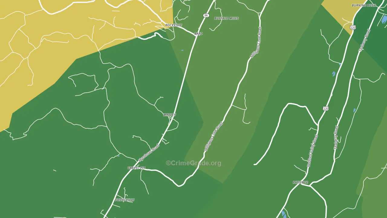 Madley, PA Map of Burglary Rates
