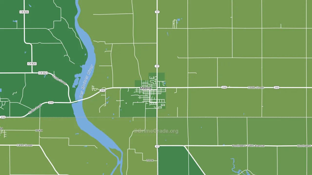 Madrid, IA Map of Burglary Rates