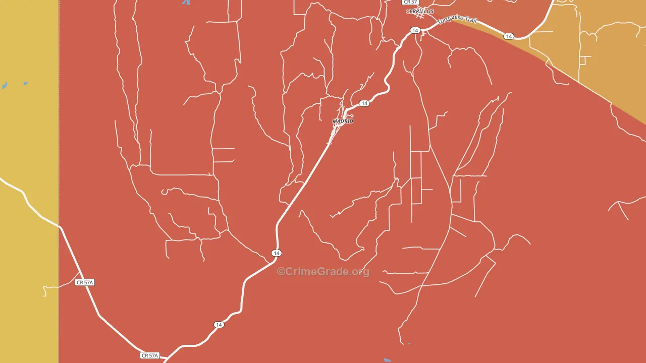 Madrid, NM Map of Burglary Rates