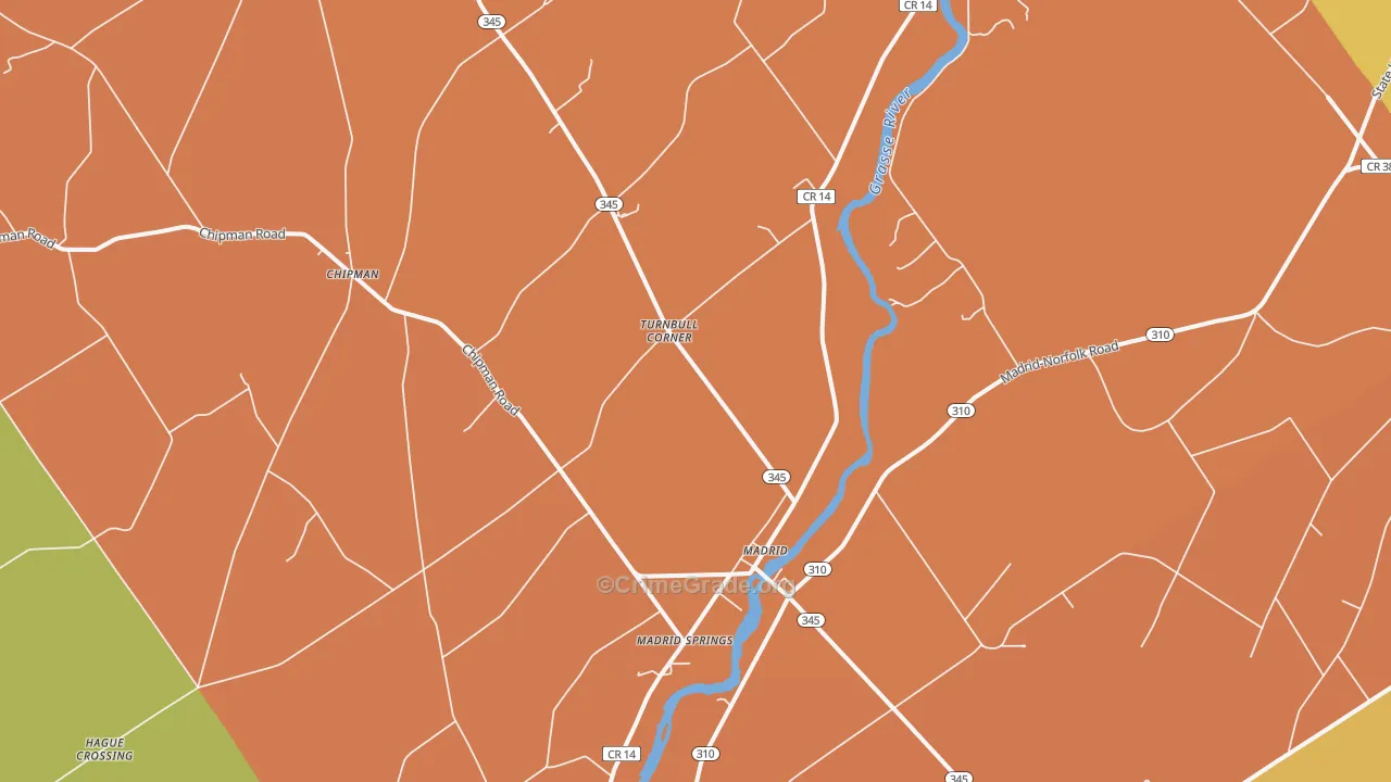 Madrid, NY Map of Burglary Rates
