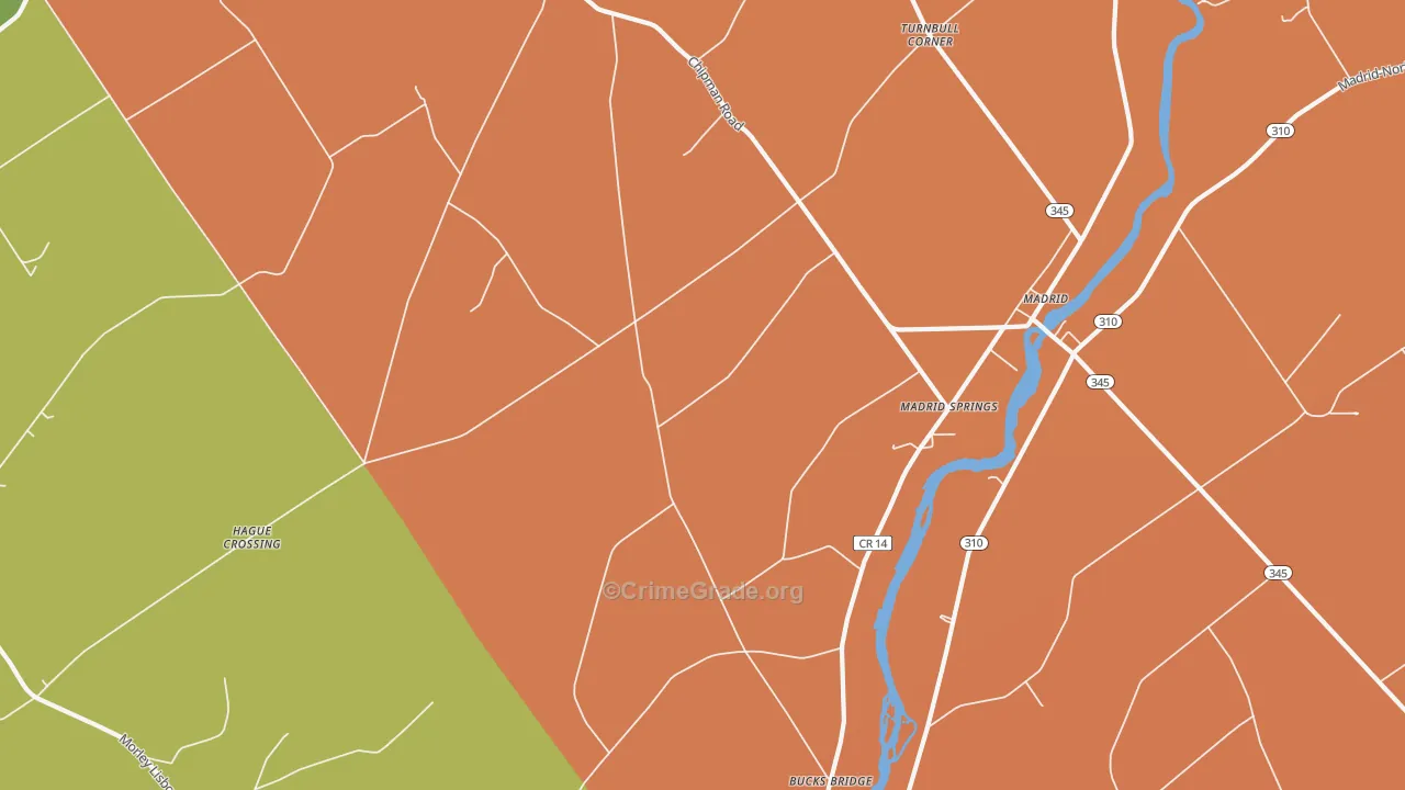 Madrid Springs, NY Map of Burglary Rates