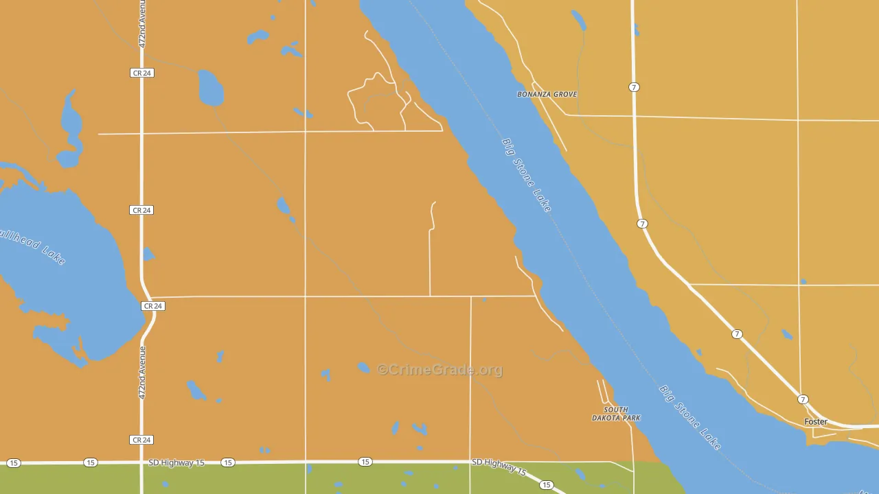 Madsen Beach, SD Map of Burglary Rates