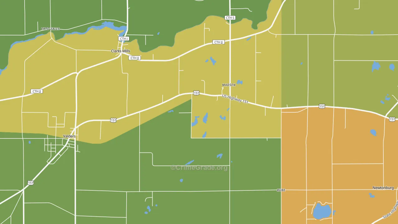 Madsen, WI Map of Burglary Rates
