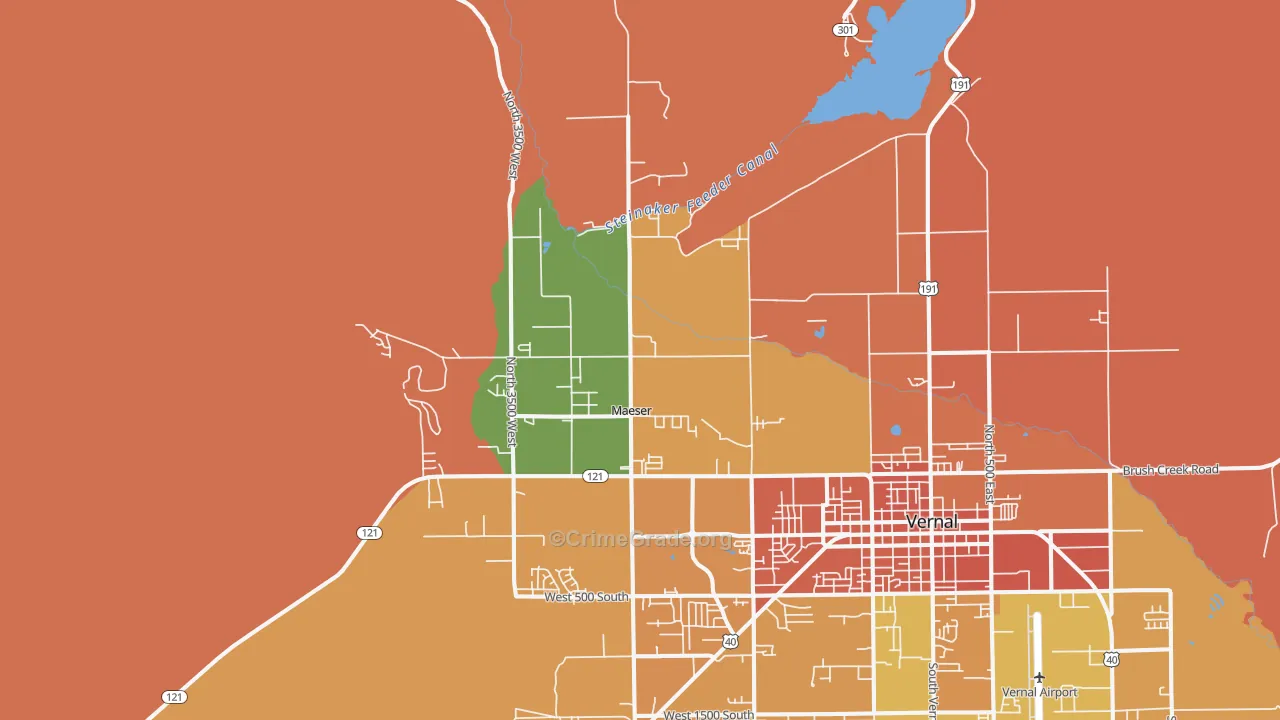 Maeser, UT Map of Burglary Rates